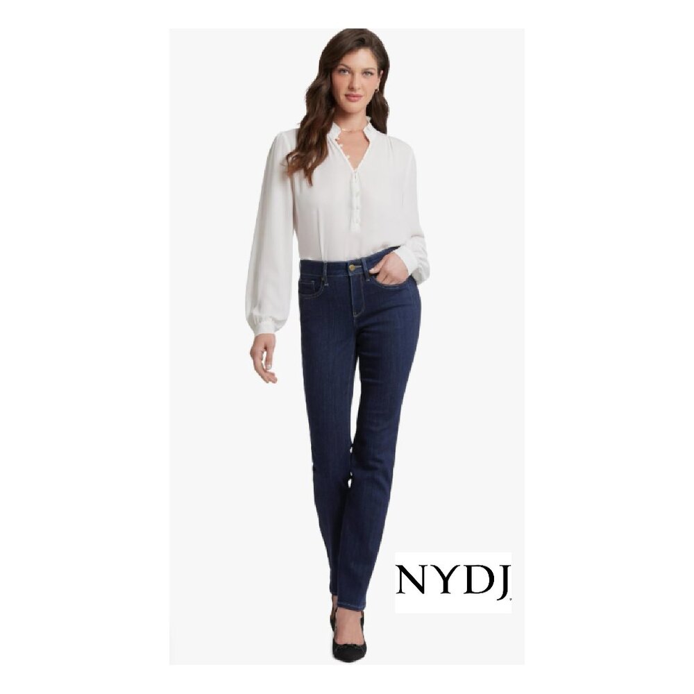 NYDJ Straight Leg Marilyn Stretch Jeans Embellished Pocket Size 10
